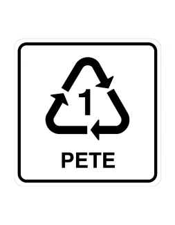 Polyethyleentereftalaat (PETE) code 1 sticker