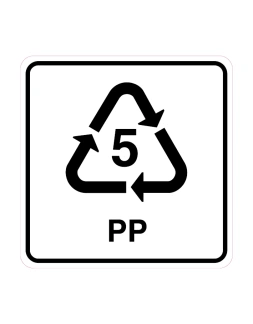 Polypropyleen (PP) code 5 sticker