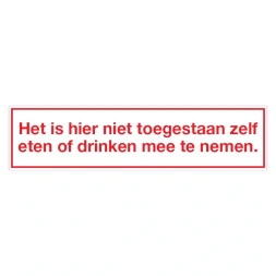 Verboden eigen eten / drinken mee te nemen sticker