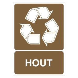 Hout recycling sticker