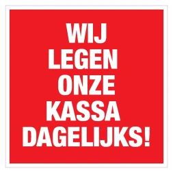 Wij legen onze kassa dagelijks sticker