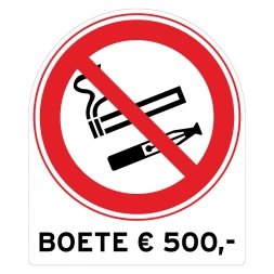 Roken / dampen verboden - Boete sticker