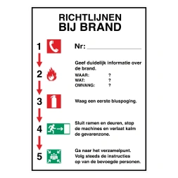 Calamiteiten - Richtlijnen bij brand sticker