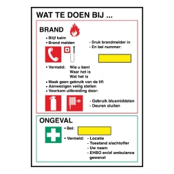 Calamiteiten - Wat te doen bij brand / ongeval sticker - DS1000114