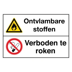 Ontvlambare stoffen / Verboden te roken sticker