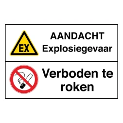 Aandacht explosiegevaar / Verboden te roken sticker