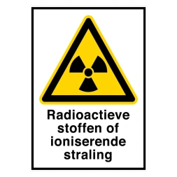 Radioactieve stoffen of ioniserende straling / röntgenstraling sticker staand