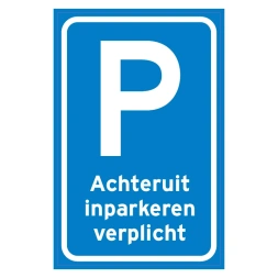 Achteruit inparkeren verplicht sticker