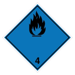 Stoffen die in contact met water brandbare gassen ontwikkelen (ADR 4.3) sticker