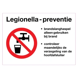 Legionella preventie sticker