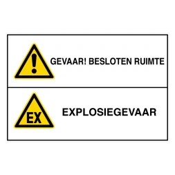 Gevaar! Besloten ruimte / Explosiegevaar sticker