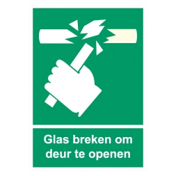 Glas breken om deur te openen sticker